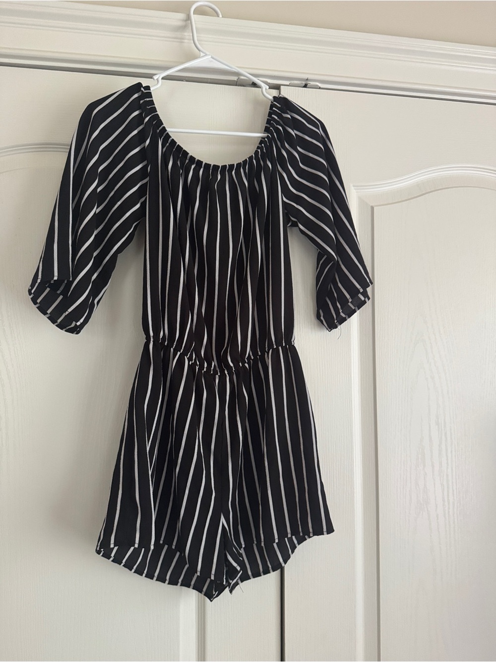 Ambiance Black and White Striped One piece short set Size small